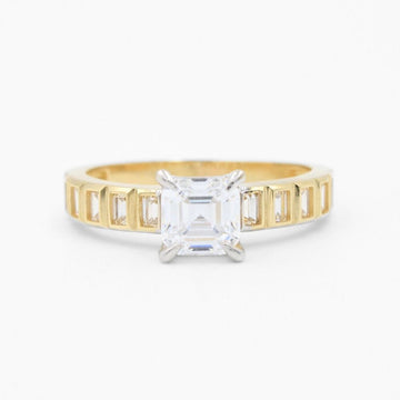 Anillo de Compromiso Oro 14k Diseño Especial con Cuerpo de Zirconias Baguette mod. 8652