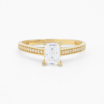 Anillo de Compromiso Oro 14k Diseño Elegante con Zirconias Brillantes mod. 8645
