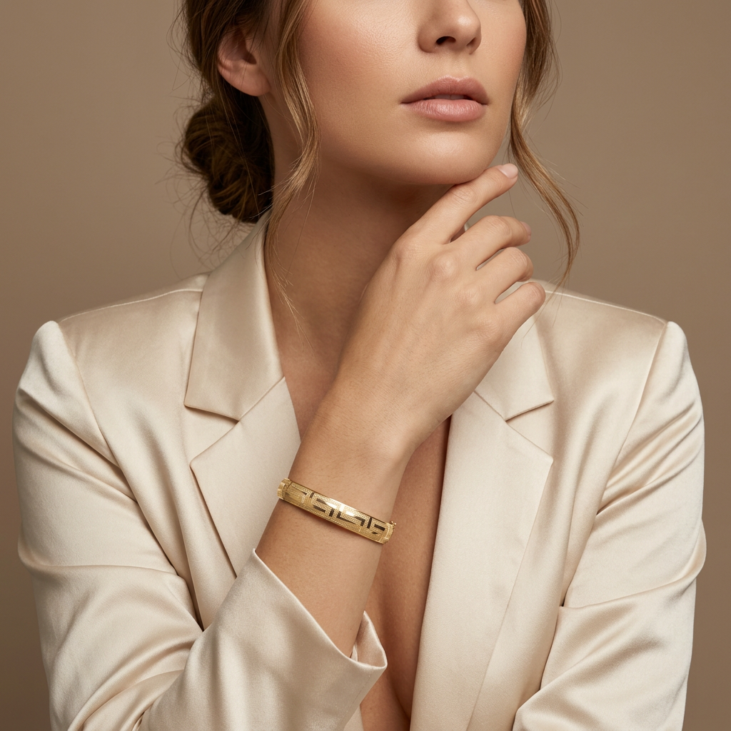 Aro de Oro 14k Diseño Elegante de Greca mod. 11228