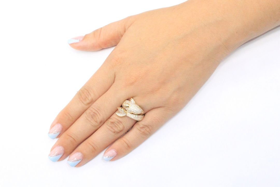 Anillo de Delfín Incrustado con Zirconias mod. 6080 - Joyería Orovel’s