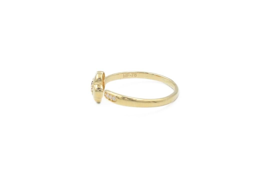 Anillo de Estilo Abierto con Flor de Zirconias Magenta mod. 6078 - Joyería Orovel’s