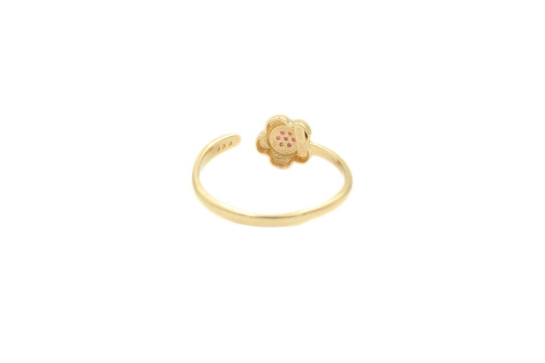 Anillo de Estilo Abierto con Flor de Zirconias Magenta mod. 6078 - Joyería Orovel’s