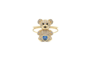 Anillo de la Colección Ositos con Zirconias y Corazón Azul mod. 6130 - Joyería Orovel’s