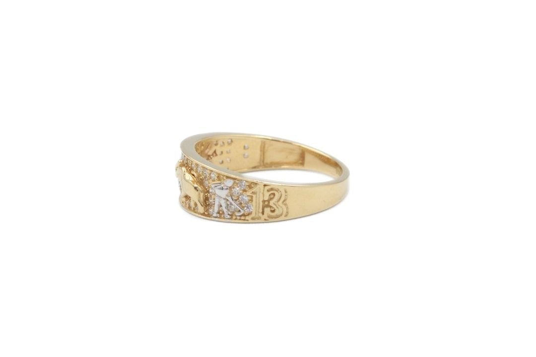 Anillo de la Suerte con Zirconias en Oro Florentino mod. 6331 - Joyería Orovel’s