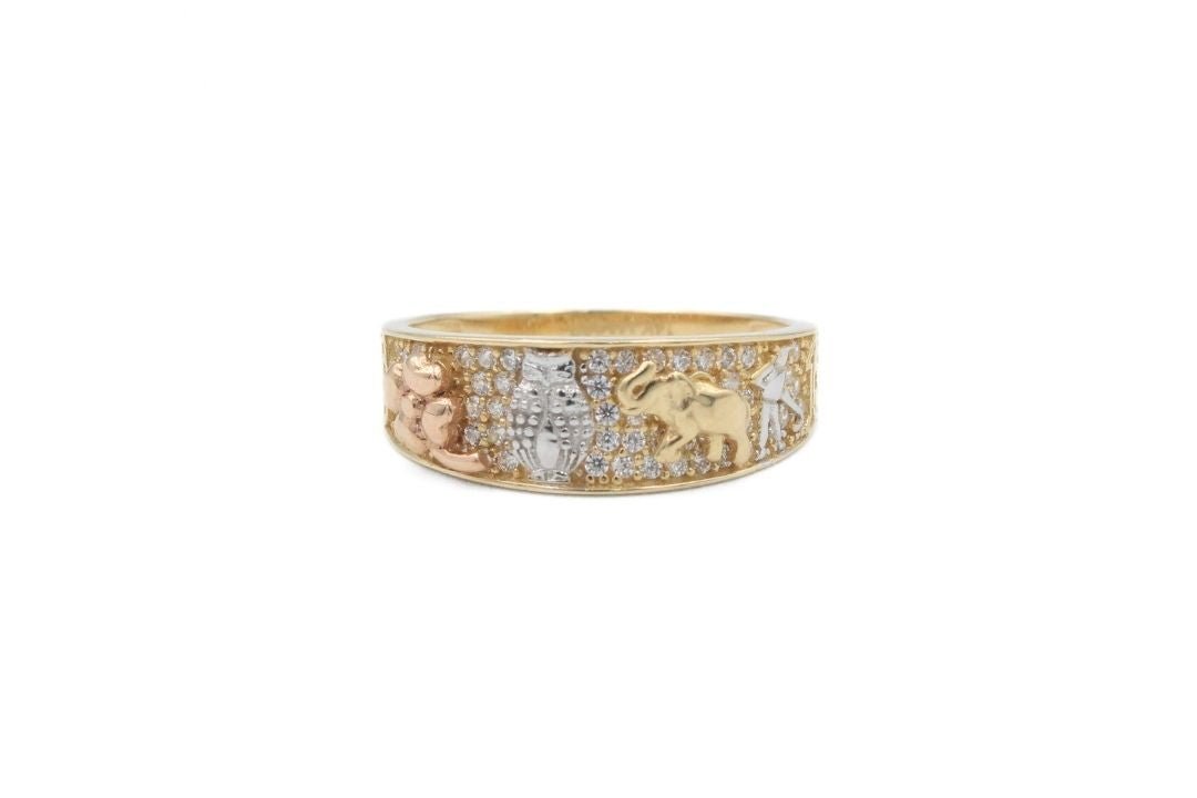 Anillo de la Suerte con Zirconias en Oro Florentino mod. 6331 - Joyería Orovel’s