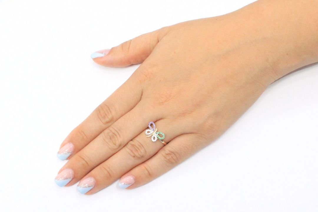 Anillo de Libélula con Zirconias de Colores mod. 6077 - Joyería Orovel’s