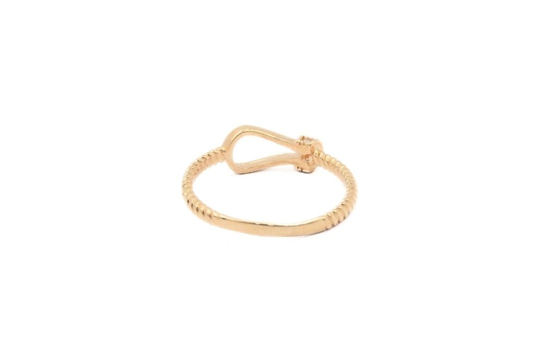Anillo de Oro Rosa con Diseño de Cuerda Incrustado de Zirconias mod. 5992 - Joyería Orovel’s