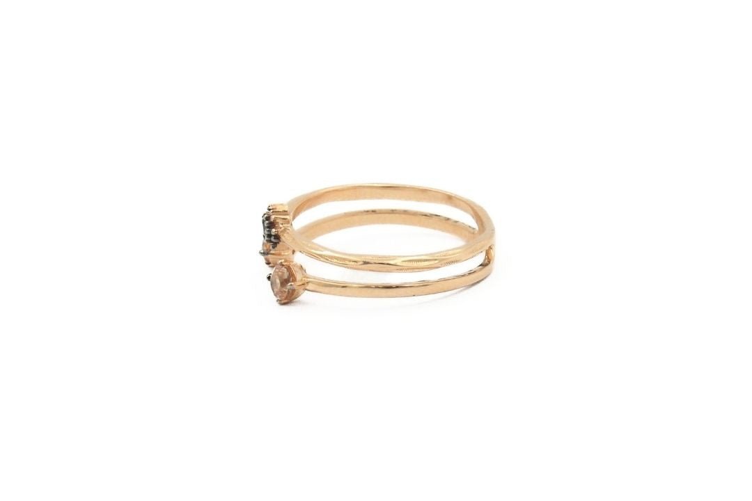 Anillo de Oro Rosa con Zirconais Oscuras mod. 5983 - Joyería Orovel’s