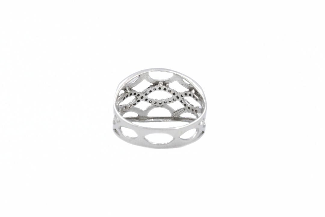 Anillo de Red con Diamantado en Oro Blanco mod. 6319 - Joyería Orovel’s
