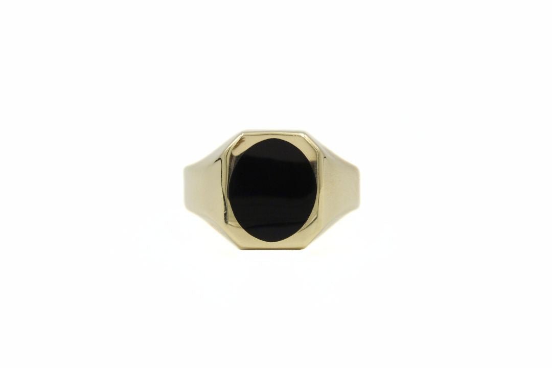 Anillo de Sello con Esmalte Oscuro en Forma Oval mod. 6378 - Joyería Orovel’s