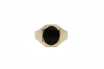 Anillo de Sello con Esmalte Oscuro en Forma Oval mod. 6378 - Joyería Orovel’s