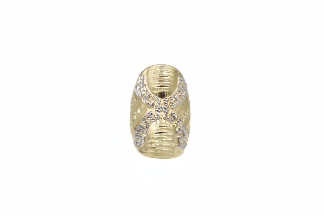 Anillo Largo de Diseño en X de Oro Combinado mod. 6379 - Joyería Orovel’s