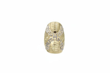 Anillo Largo de Diseño en X de Oro Combinado mod. 6379 - Joyería Orovel’s