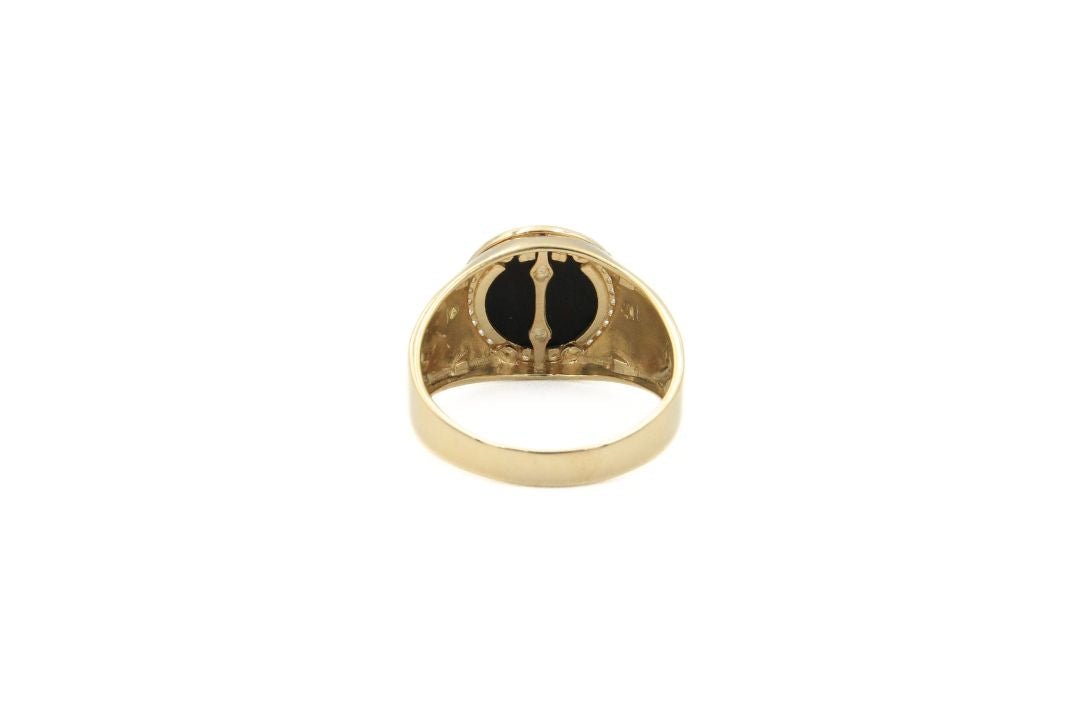Anillo Masónico de Oro Florentino Detallado con Zirconias mod. 6005 - Joyería Orovel’s