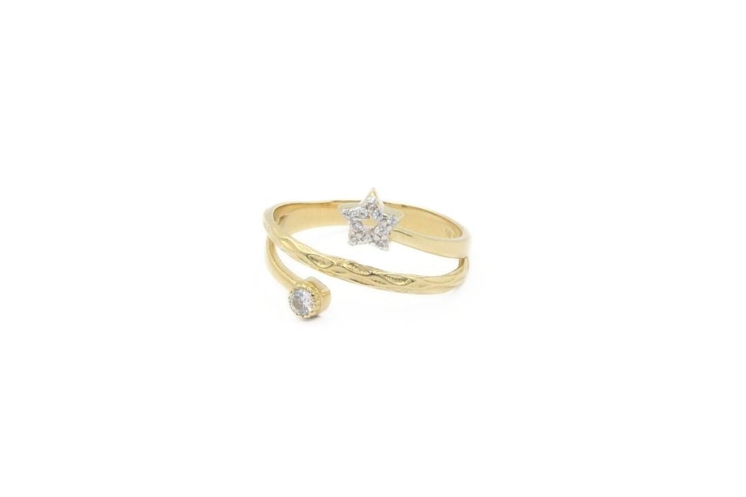 Anillo Semi Torzal con Estrella y Zirconias mod. 5985 - Joyería Orovel’s