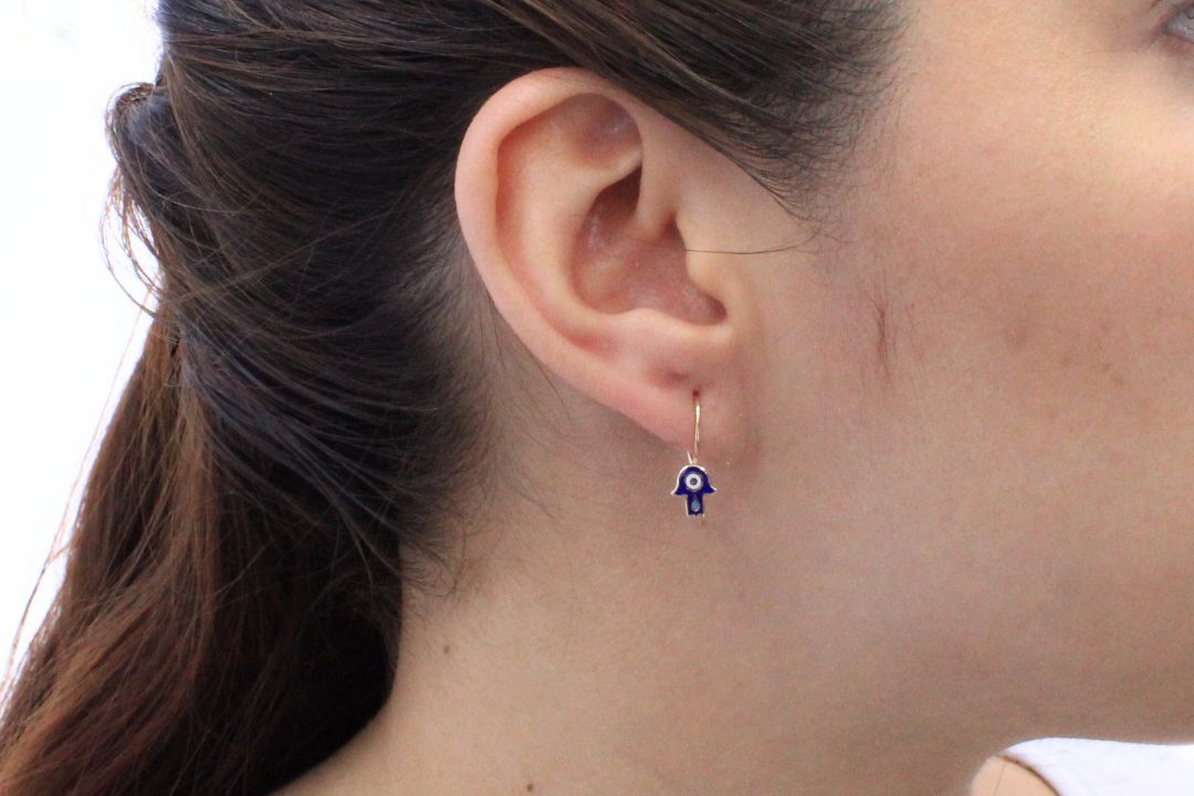 Arete con Broche Patente Arillo con Mano de Fátima mod. 5939 - Joyería Orovel’s