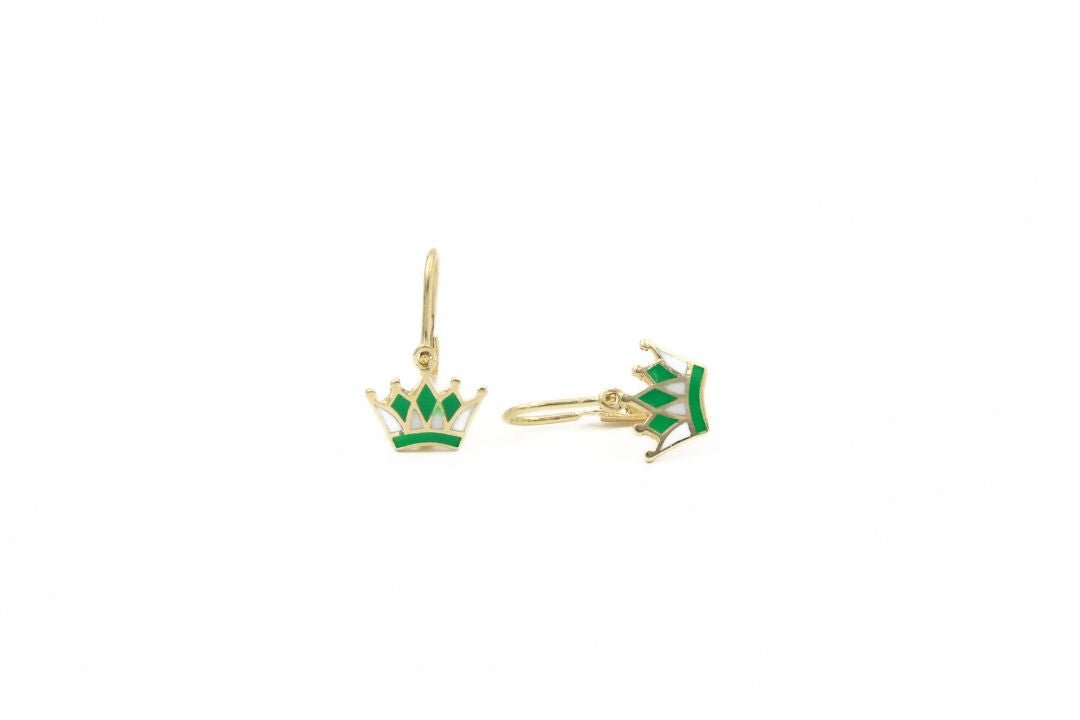 Arete con Broche Patente con Corona Esmaltada mod. 5942 - Joyería Orovel’s