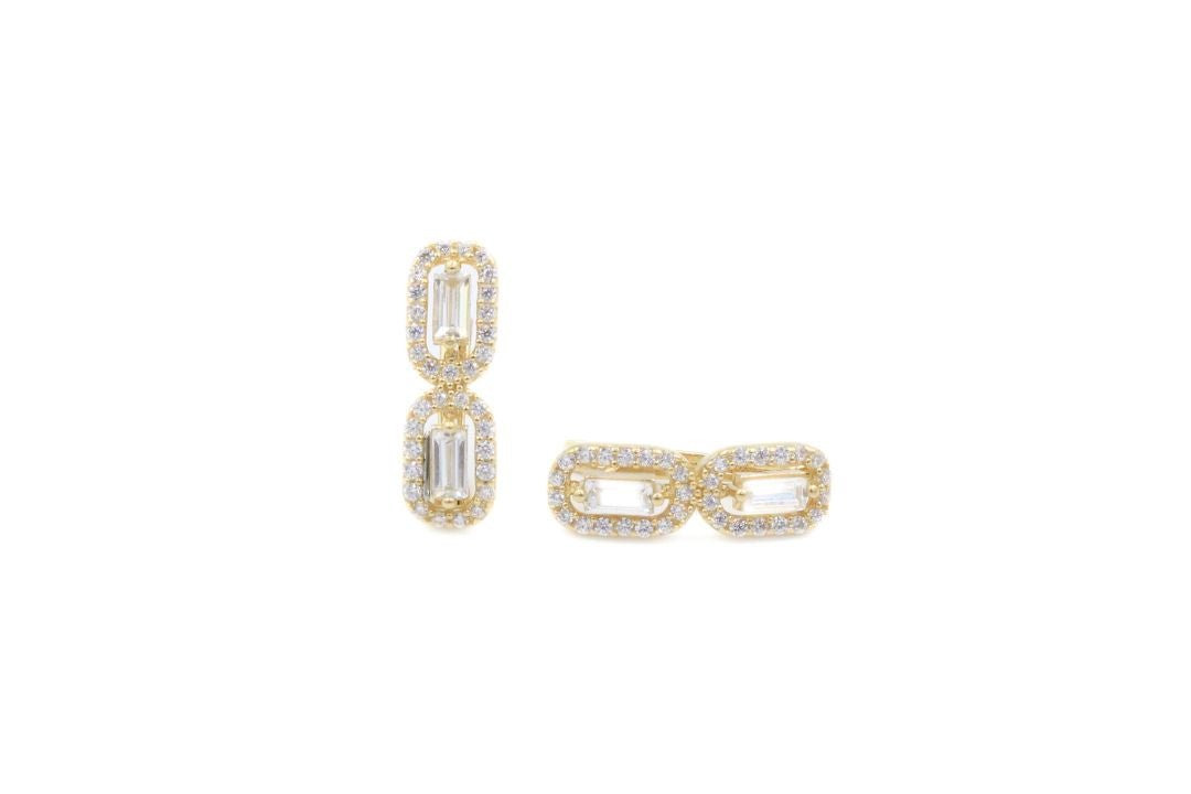 Arete con Broche Patente con Zirconias de Corte Baguette mod. 6104 - Joyería Orovel’s