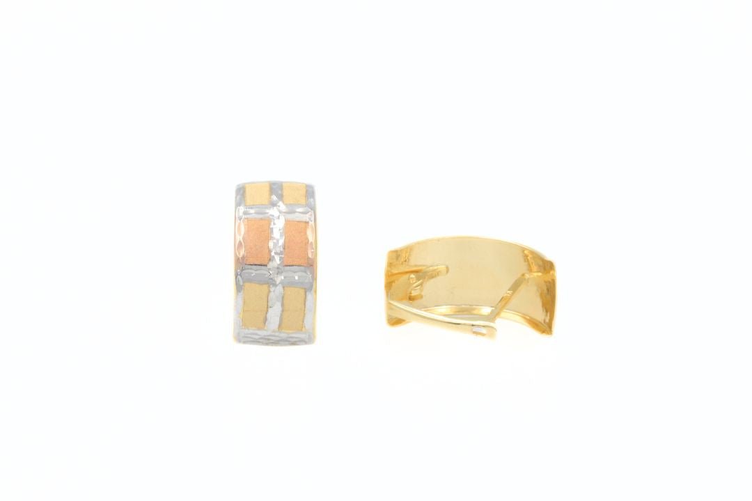 Arete con Broche Patente de Oro Florentino con Rectángulos Mate mod. 6397 - Joyería Orovel’s