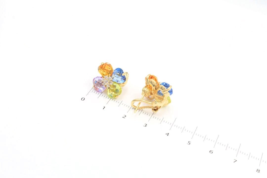 Arete con Broche Raqueta con Diseño Flor de Zirconias mod. 5786 - Joyería Orovel’s