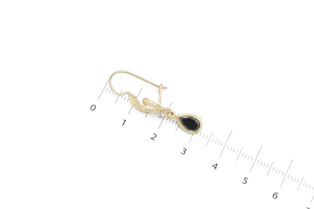 Arete con Piedra Zirconia Oscura de Diseño Largo mod. 6300 - Joyería Orovel’s