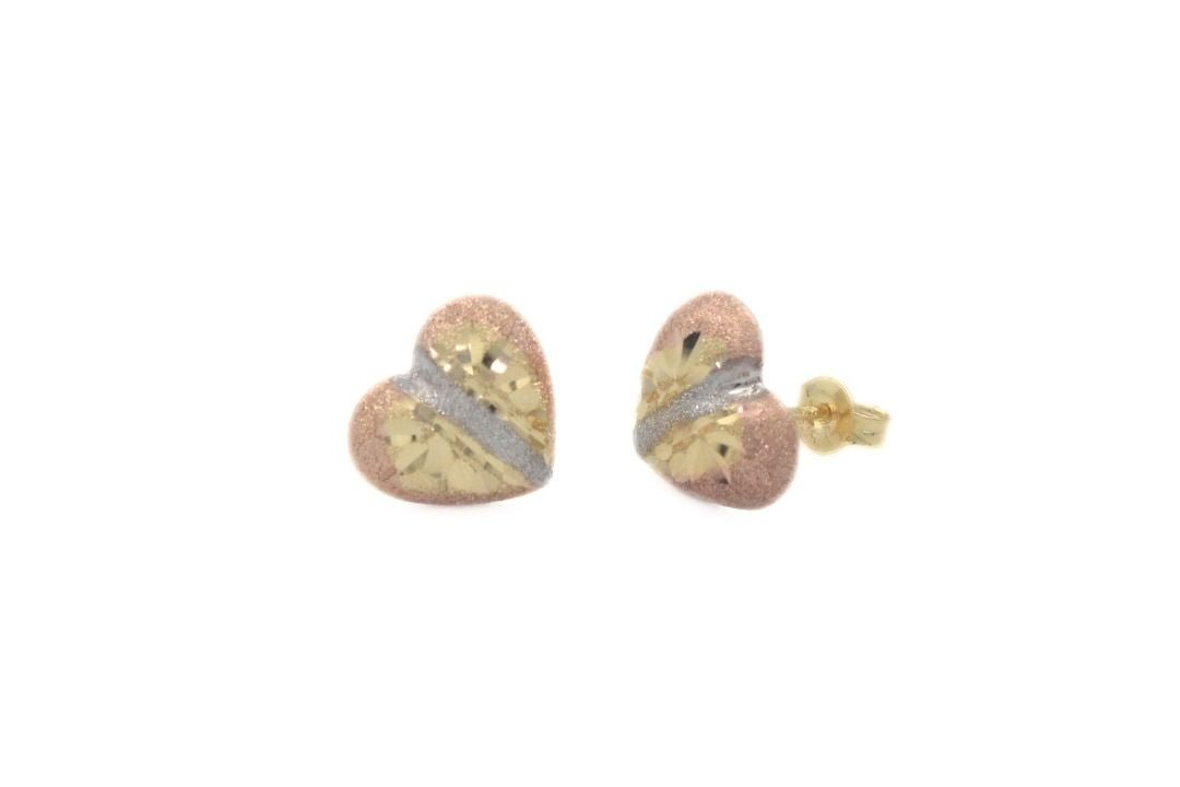 Arete de Corazón en Oro Florentino Brillante mod. 6190 - Joyería Orovel’s