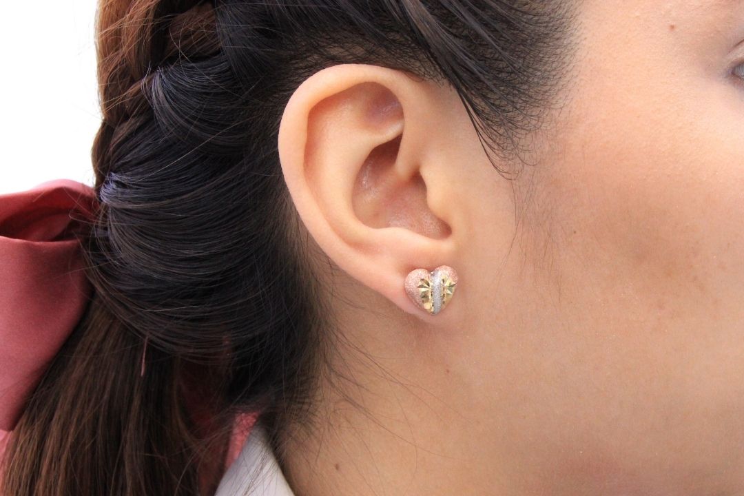 Arete de Corazón en Oro Florentino Brillante mod. 6190 - Joyería Orovel’s