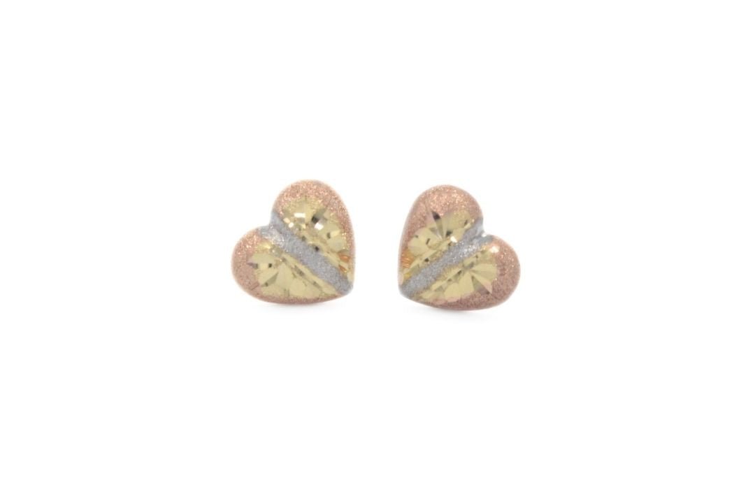 Arete de Corazón en Oro Florentino Brillante mod. 6190 - Joyería Orovel’s