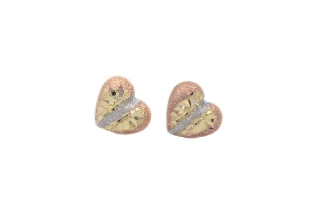Arete de Corazón en Oro Florentino Brillante mod. 6190 - Joyería Orovel’s