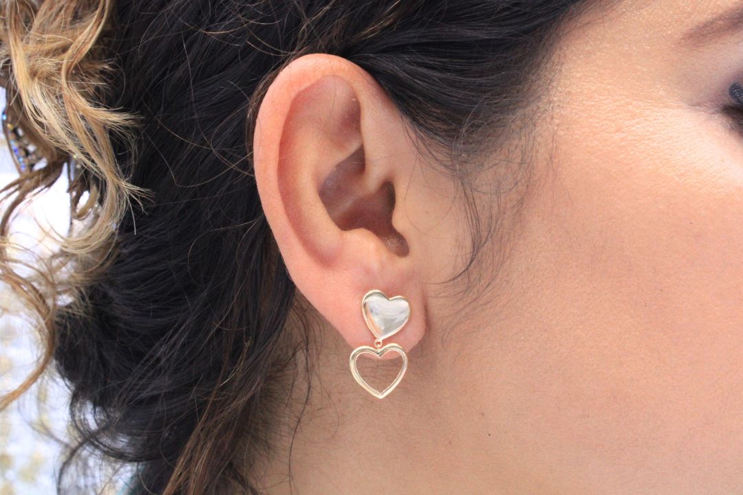Arete de Corazones Brillantes mod. 5576 - Joyería Orovel’s