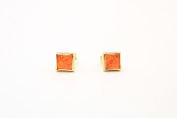 Arete de Oro 14k con Piedra Ópalo Naranja mod. 3561 - Joyería Orovel’s