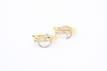 *Arete de Patente con Luna Diamantada de Oro Blanco mod. 3894 - Joyería Orovel’s