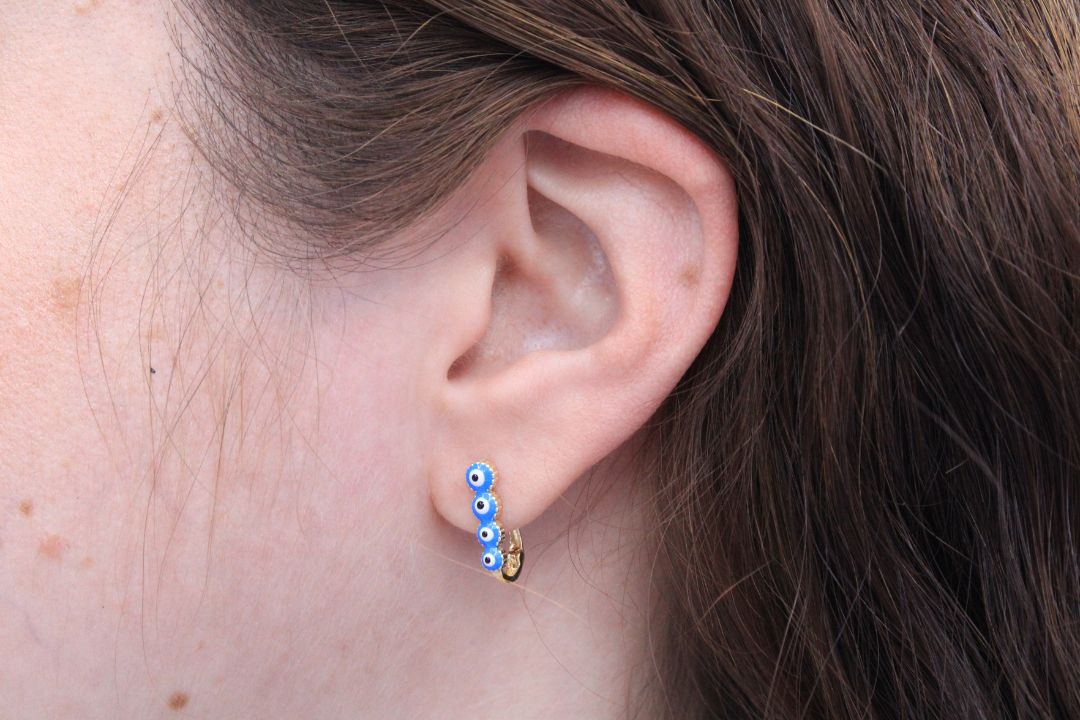 *Arete de Patente con Ojos Turcos mod. 0832 - Joyería Orovel’s
