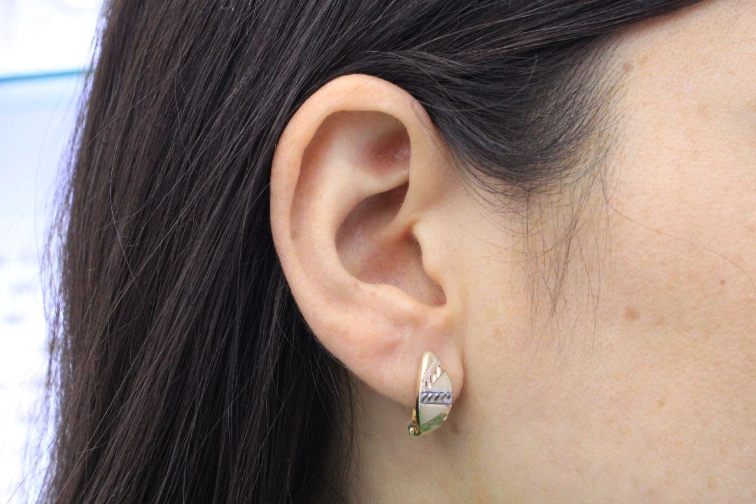 *Arete de Patente Florentino con Diamantado mod. 4143 - Joyería Orovel’s