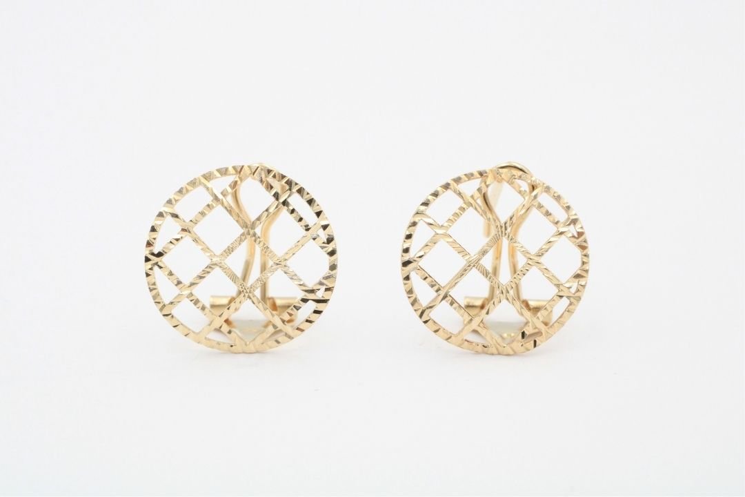 *Arete de Raqueta en Diseño Redondo de Red Diamantada mod. 2809 - Joyería Orovel’s