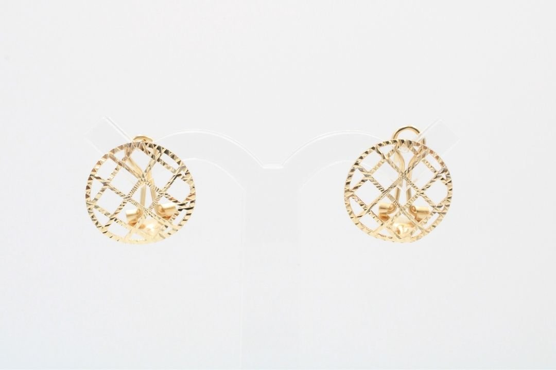 *Arete de Raqueta en Diseño Redondo de Red Diamantada mod. 2809 - Joyería Orovel’s