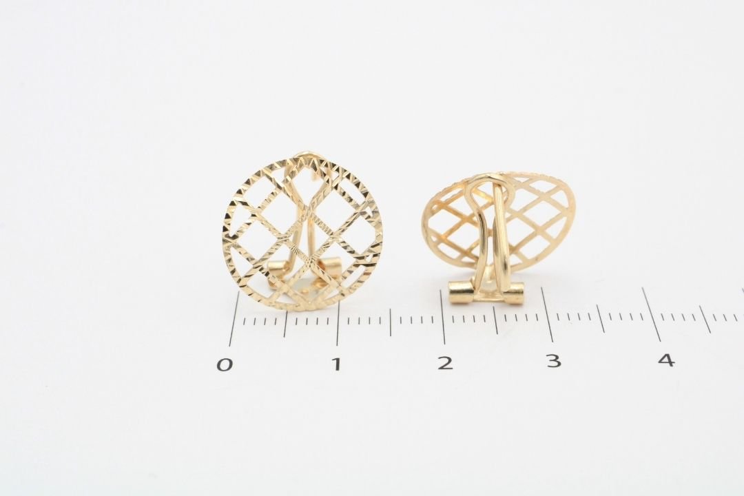 *Arete de Raqueta en Diseño Redondo de Red Diamantada mod. 2809 - Joyería Orovel’s