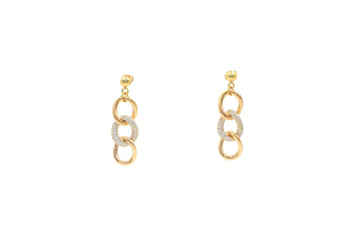 Arete Largo en Oro Rosa y Amarillo de Estilo Hueco con Zirconias mod. 5779