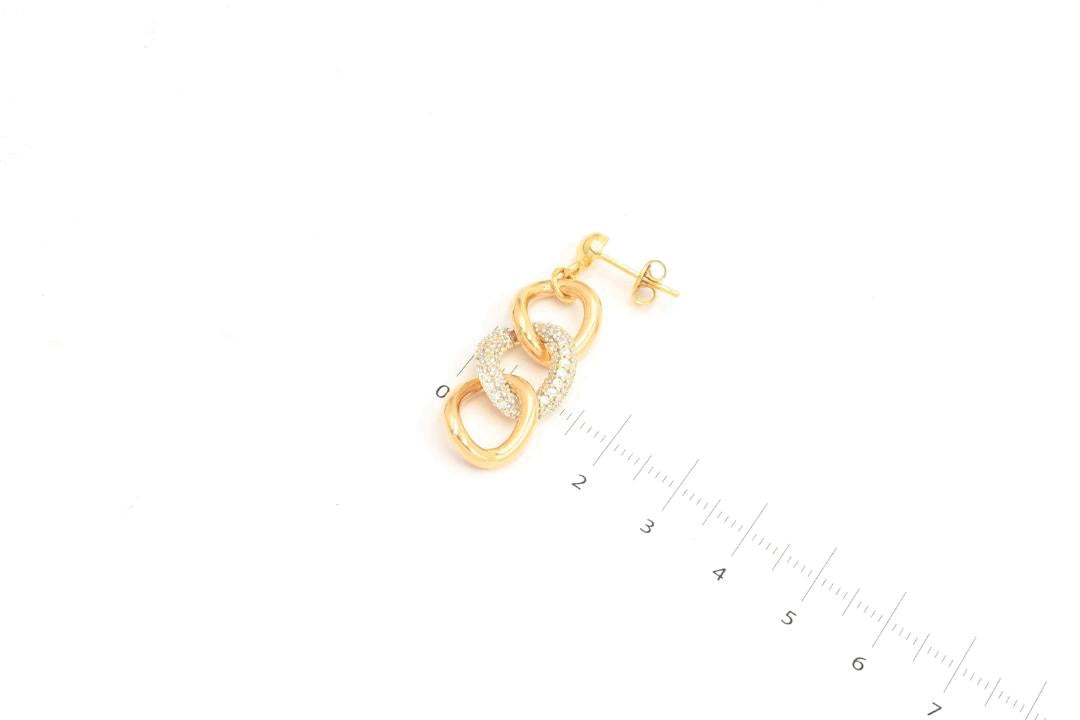 Arete Largo en Oro Rosa y Amarillo de Estilo Hueco con Zirconias mod. 5779