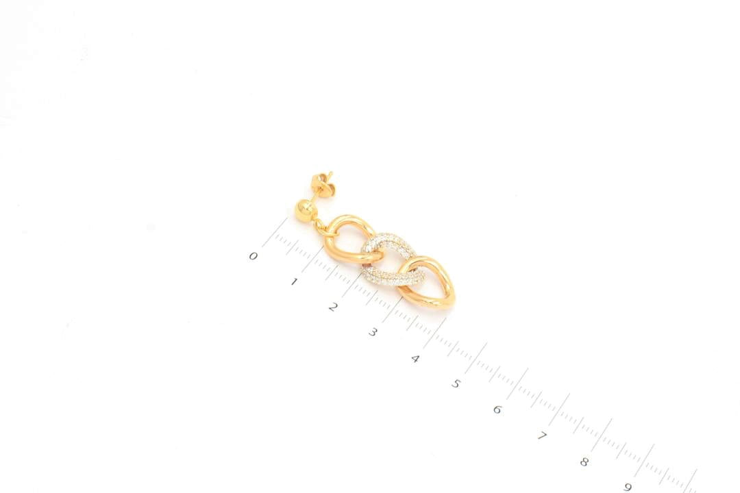 Arete Largo en Oro Rosa y Amarillo de Estilo Hueco con Zirconias mod. 5779