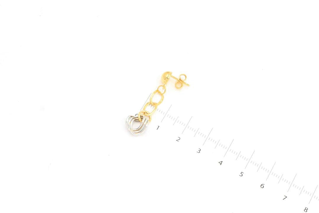 Arete Largo en Oro Blanco y Amarillo de Diseño Tubular mod. 5780