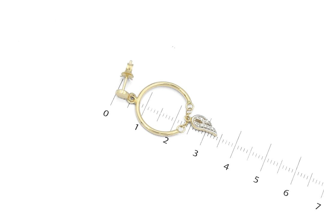 Arete Largo Círculos con Alas de Zirconias Brillantes mod. 6374