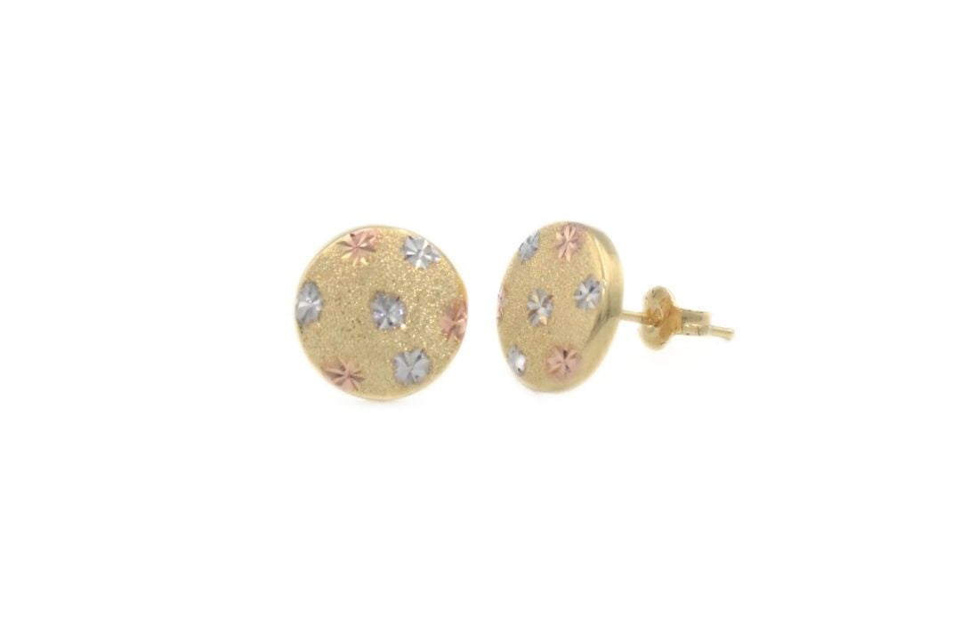 Arete Estilo Galleta de Oro Florentino en Tonos Brillantes mod. 6191