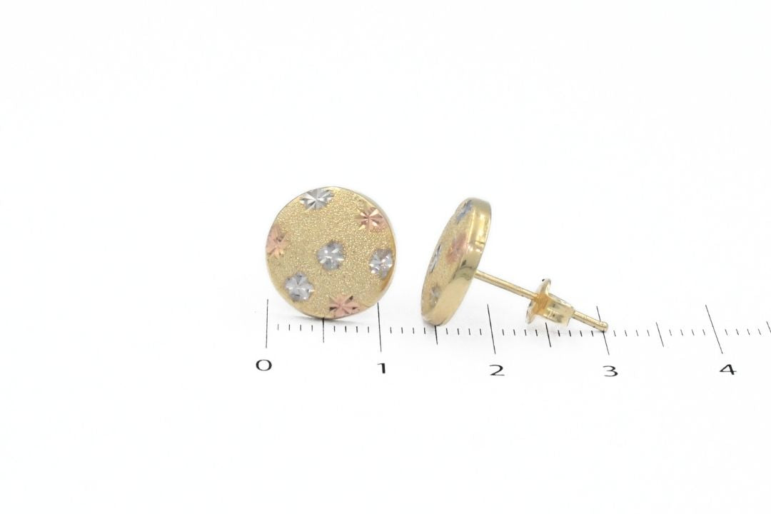 Arete Estilo Galleta de Oro Florentino en Tonos Brillantes mod. 6191