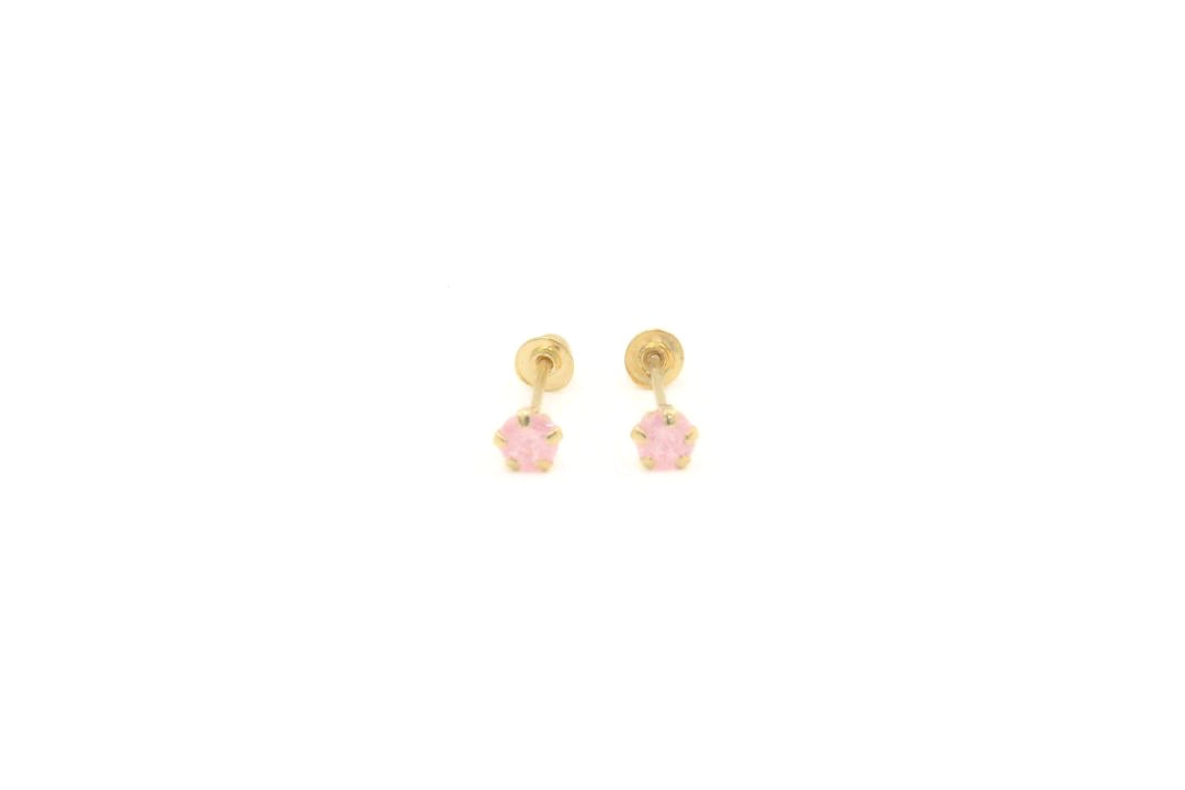 Broquel 14k Chispa de Zirconia Rosa Mod. 5844