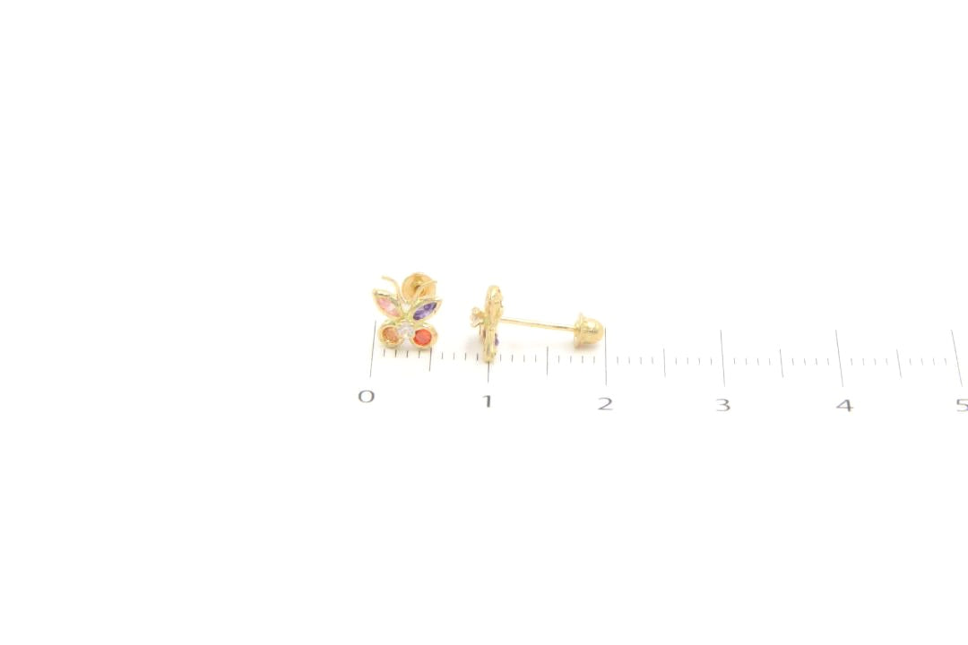 Broquel 14k Mariposas con Zirconias de Colores Mod. 5848