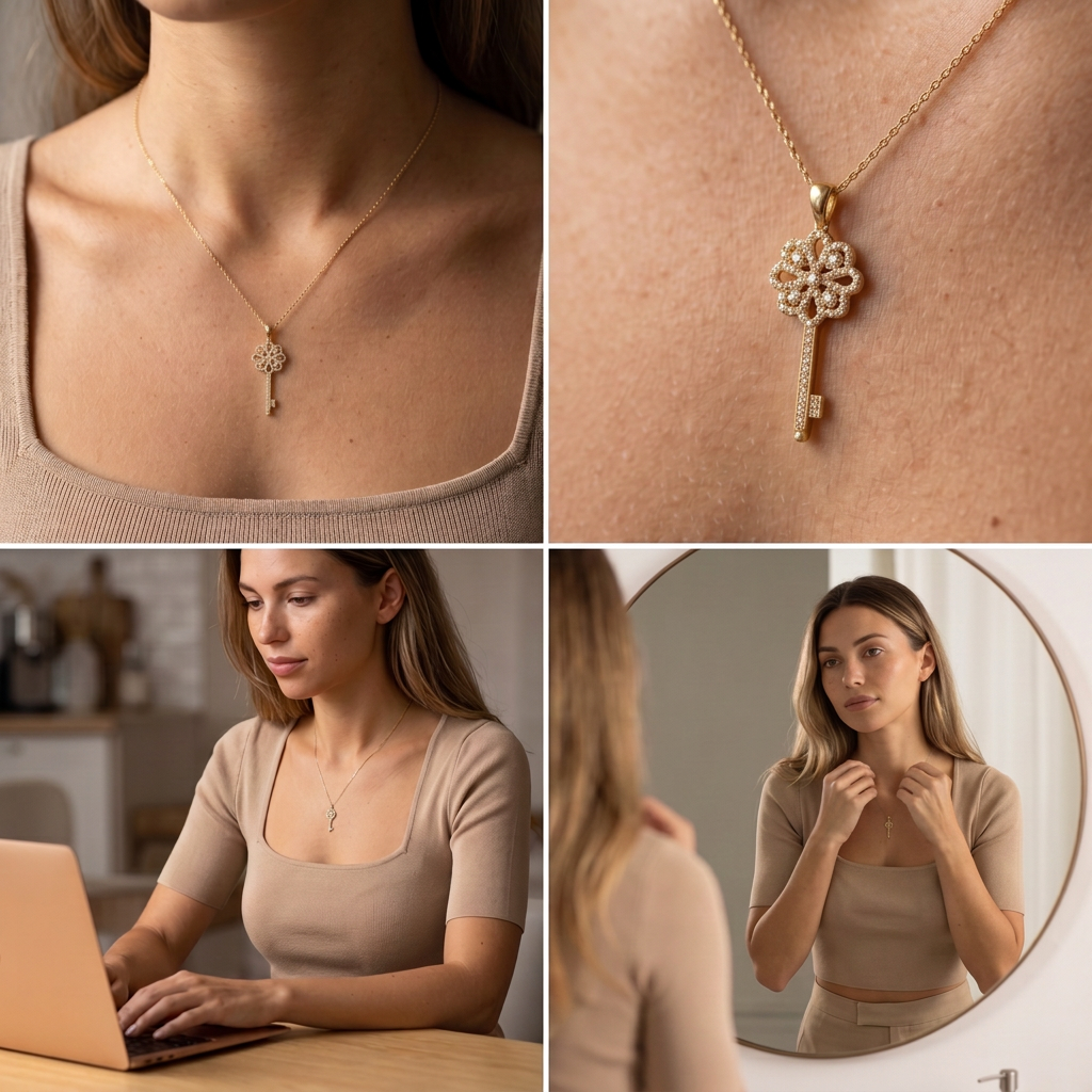 Dije de Oro 14k Llave con Zirconias Brillantes mod. 11221
