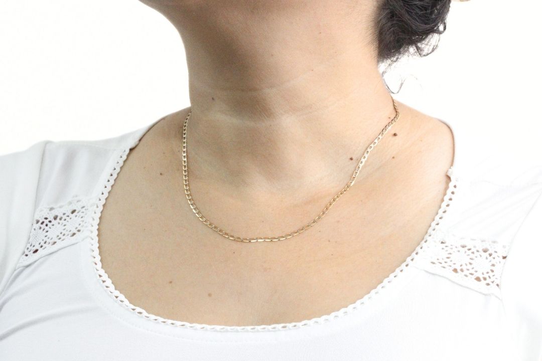 Cadena de Oro 14k en Tejido Inglés Sólido con Diamantado Blanco mod. 6388