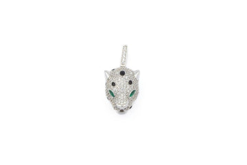 Dije Cabeza de Leopardo con Zirconias Finas en Oro Blanco  mod. 6171