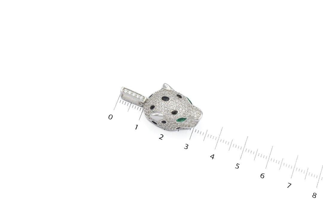 Dije Cabeza de Leopardo con Zirconias Finas en Oro Blanco  mod. 6171